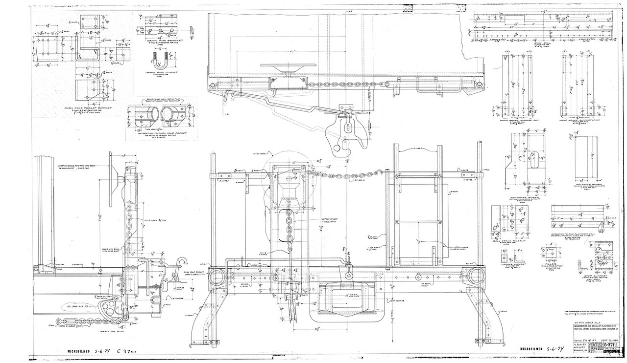 Arrangement and Detail of Platform w/Vertical Wheel Brake Applies to Caboose Car Class CF