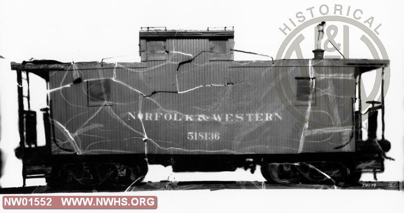 Class CF Caboose #518136 - Side View- B&W  (Very Poor Negative)