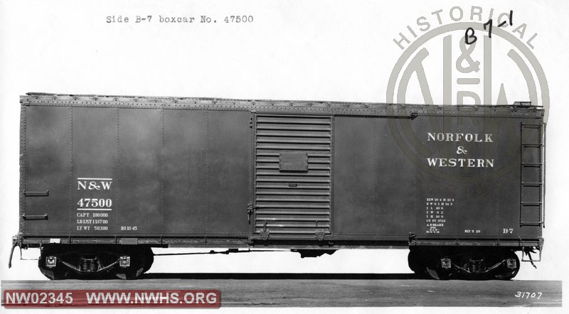 Class "B7" Box Car #47500, Side View, B&W