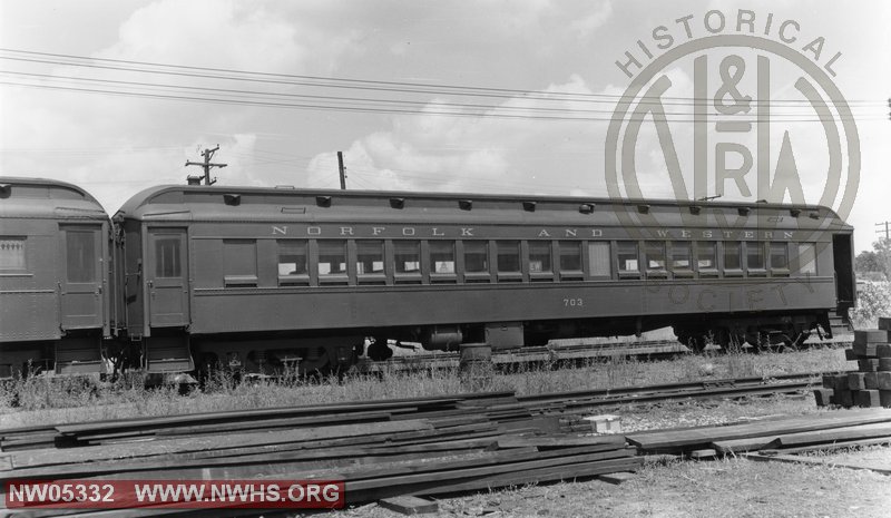 N&W Class Ph Passenger Car No. 703 at Crewe,VA June 20,1955