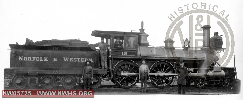 N&W RR #19 4-4-0, built by Mason in 1869, used on V&T division of AM&O