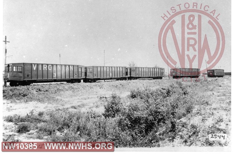 Virginian coal conveyor car #3, 8, 1, 10 & 9. Assumed to be at Sewalls Point, VA