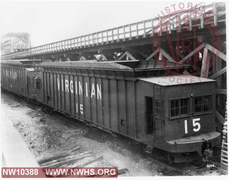 Virginian coal conveyor car #14 & 15. Assumed to be at Sewalls Point, VA