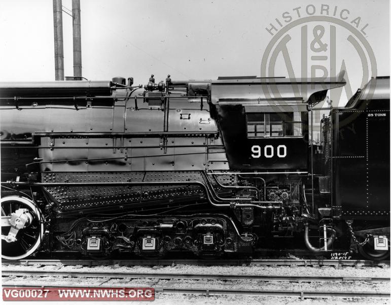 Class AG #900 (Builder Photo) Left Side View of Cab & Trailing Truck - B&W