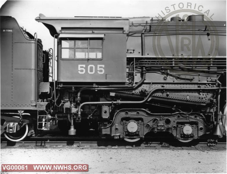 Class BA #505, Right Side View -Cab, - B&W (Builders Photo)
