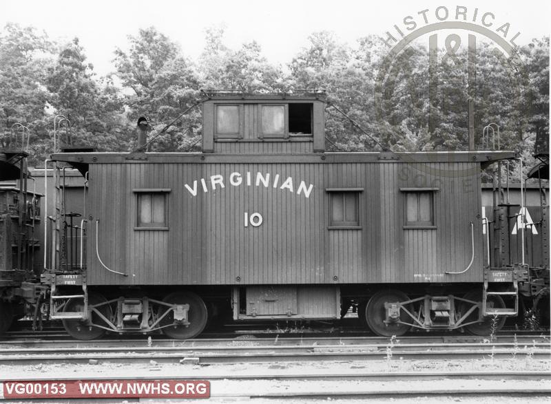  Class "C-1" Caboose #10,B&W,Side View @ Mullens,WV