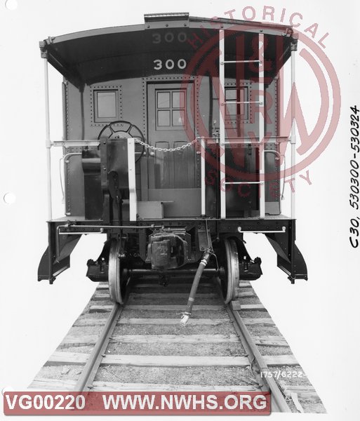  Class C10 Caboose #300,End View,B&W