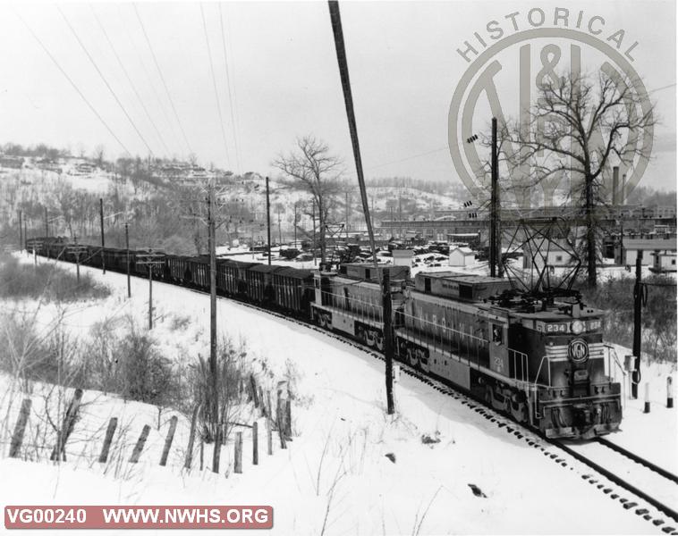  Class " EL-C" #234,Right Elevated 3/4 View,B&W,@ Princeton,WV (Renumbered By N&W from #134)