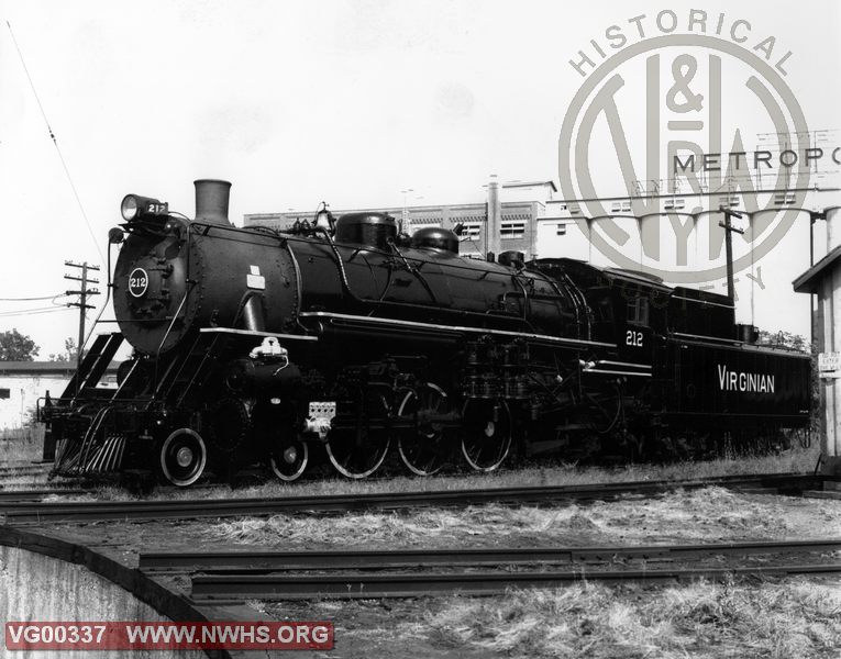 VGN Class PA 212 Left Side 3/4 View at Roanoke,VA Aug. 29,1957