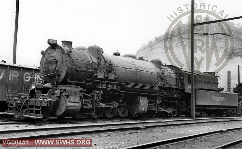 VGN Loco Class AF No. 610 Left Side 3/4 View at Elmore,WV June 23,1950