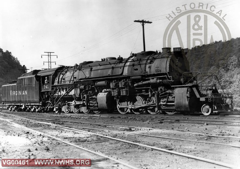 VGN Loco Class USE No. 741 Right Side 3/4 View at Princeton,WV May 23,1952