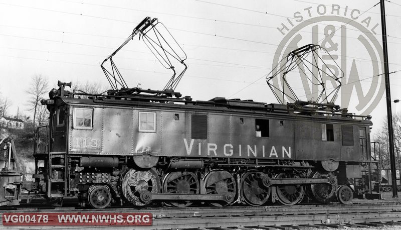 VGN Loco Class EL-1A No. 113 Side View at Princeton,WV April 13,1956