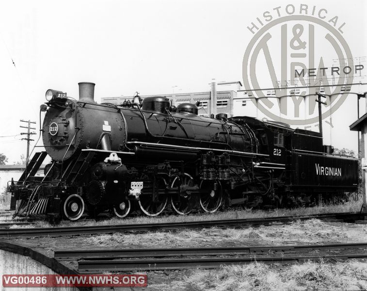 VGN Class PA 212 Left Side 3/4 View at Roanoke,VA Aug. 28,1957