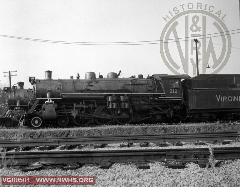 VGN Loco Class PA 212 Left Side View at Roanoke,VA July 1,1956