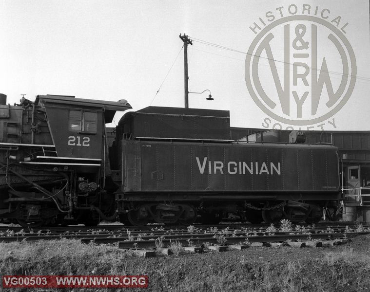 VGN Loco Class PA 212 Left Side Tender View at Roanoke,VA July 1,1956