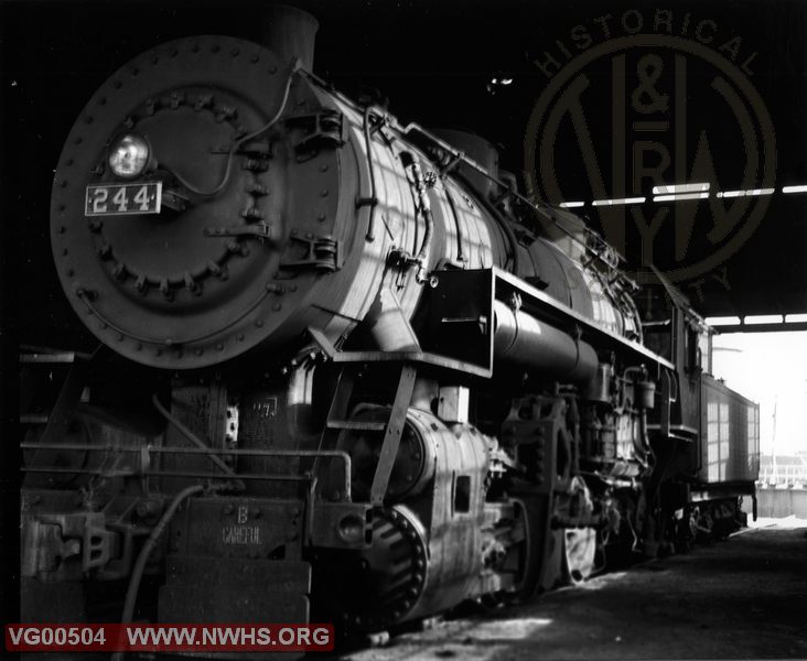 VGN Loco Class SB 244 Left Side Roundhouse View at Roanoke,VA July 1,1956
