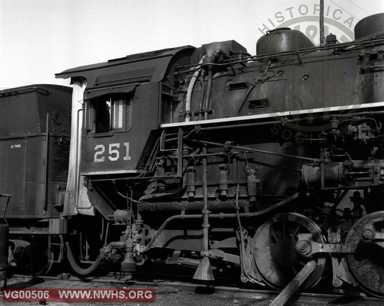 VGN Loco Class SB 251 Right Side Cab View at Princeton,VA Aug. 27,1957