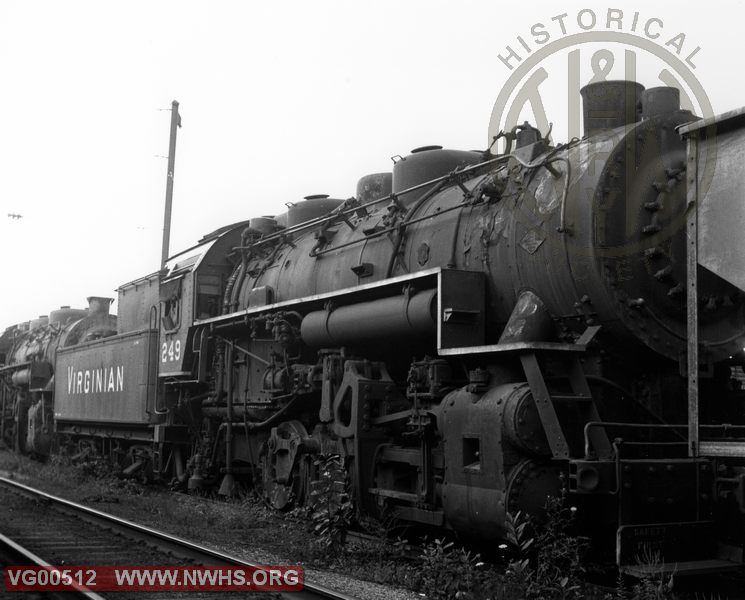 VGN Loco Class SB 249 Right Side View at Princeton,VA Aug. 27,1957