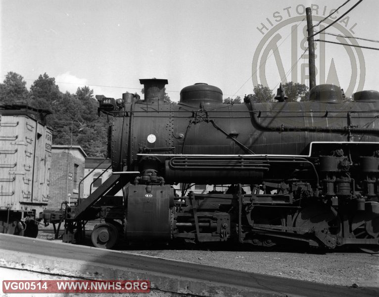 VGN Loco Class MC 468 Left Side Front Cylinder View at Princeton,VA Aug. 27,1957