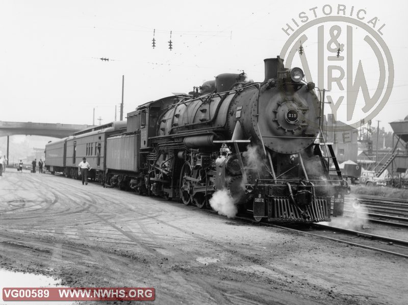 VGN Steam Locomotive,  PA #215 with passenger train, Roanoke, VA