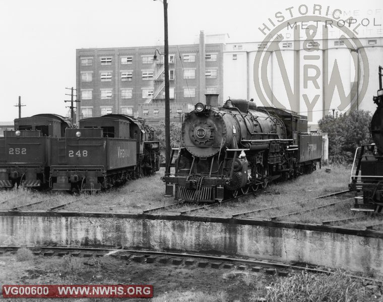 VGN Steam Locomotive,  PA #212 , SB #248 and SB #252 at Roanoke, VA