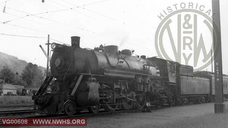 VGN Steam locomotive PA #211 with passenger train, near Roanoke, VA