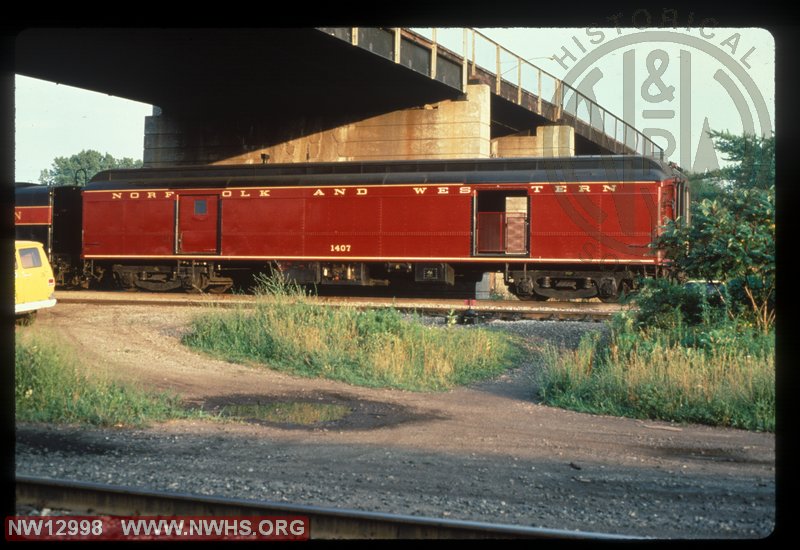 NW MS #1407 MoW Head End Tool Car at Erie, PA