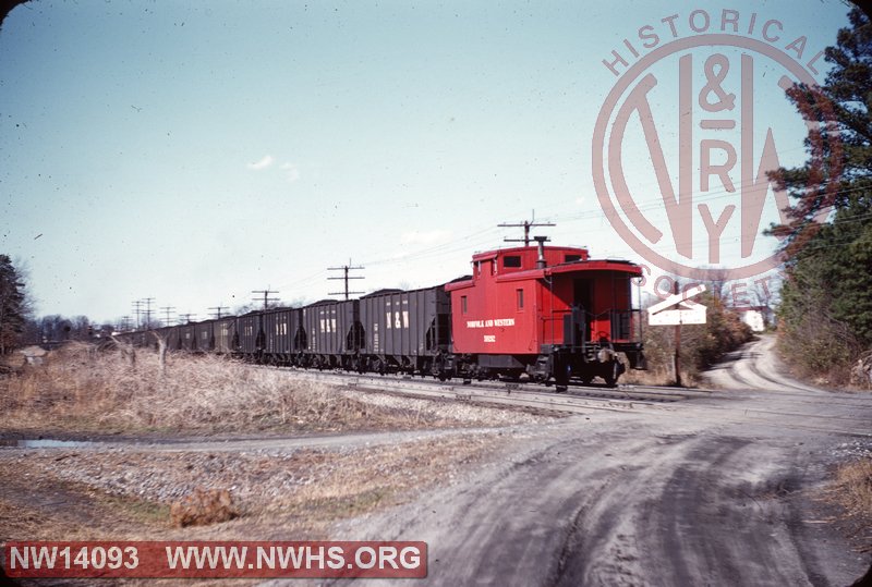 N&W CF 518262 caboose on rear of hopper train westbound at Crewe, Va