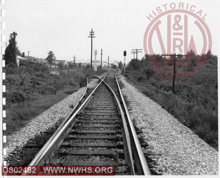N&W: Bristol Yard:Looking West at West End Bristol Yard along Southern Railway main line and siding leading to Miami Stone and Sears Roebuck Co. warehouse