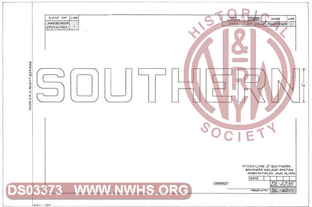 Southern Railway System, Stenciling 2" Southern