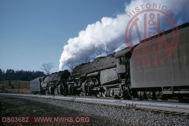 N&W Y6a 2160 & A 1219  roll past towards Roanoke at Blue Ridge, Va