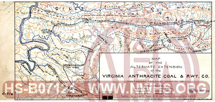 Map of Alternate Extension of Virginia Anthracite Coal & Railway Co, Montgomery & Giles Co. VA