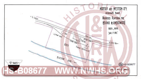 Proposed platform for Blevins & Underwood at Rock, WV with location of station, pump house and tank