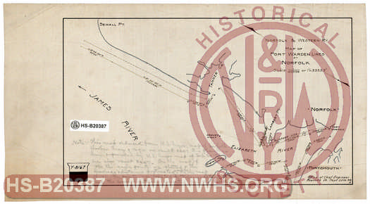 N&W Ry, Map of Port Warden Lines at Norfolk