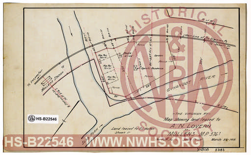 VGN, Map showing land leased to A.N. Lovern at Mullens MP 376.7