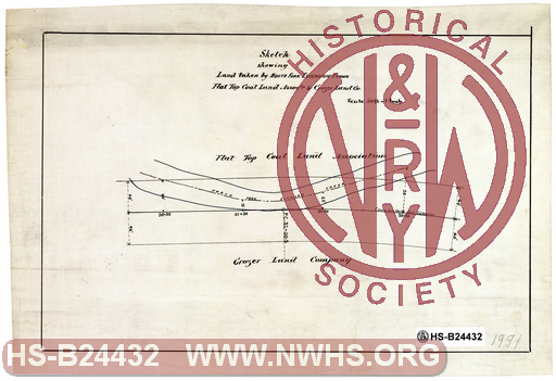 Sketch showing land taken by North Fork Extension from Flat Top Coal Land Association & Crozer Land Co.