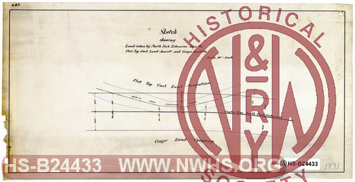 Sketch showing land taken by North Fork Extension from Flat Top Coal Land Association & Crozer Land Co.