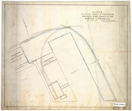 N&W RR, Plat of Tract at Norfolk, Proposed to be Leased to The Norfolk Terminal Co