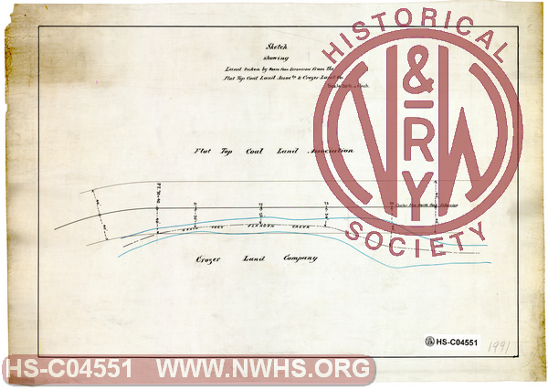 Sketch showing land taken by North Fork Extension from Flat Top Coal Land Association & Crozer Land Co.
