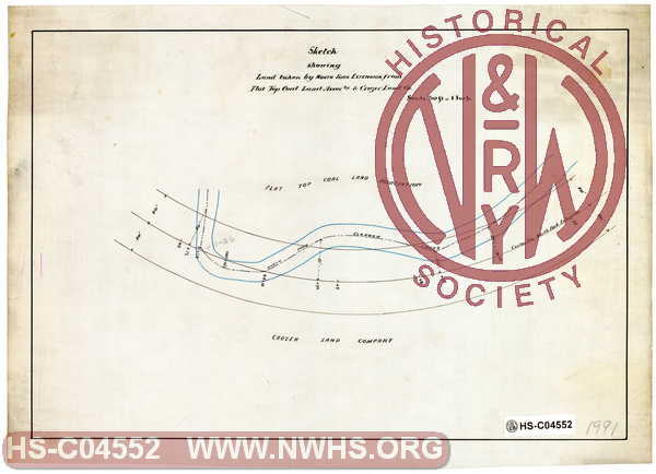 Sketch showing land taken by North Fork Extension from Flat Top Coal Land Association & Crozer Land Co.