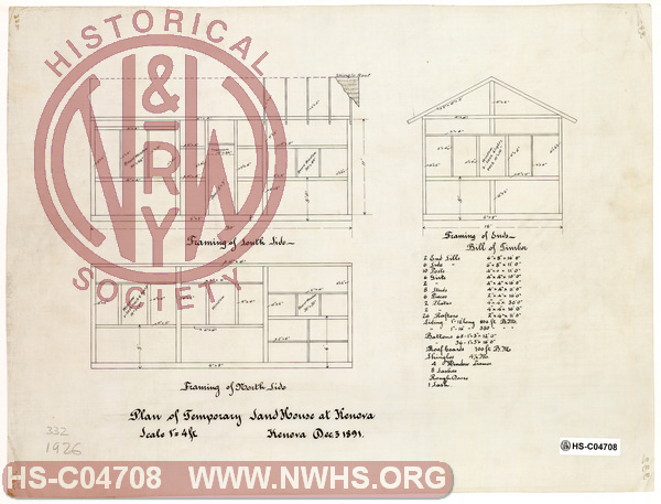 Plan of Temporary Sand House at Kenova
