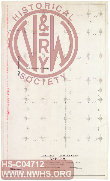 N&W RR Ohio Extension, Div. No 2, Plan for Foundation of Dunlow Station Building