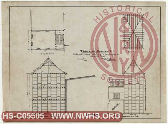 N&W RR, Framing Plan of Addition to Warehouse at Lambert's Point