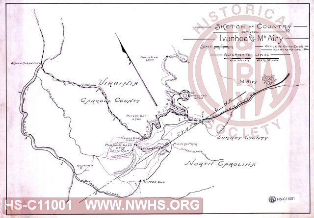 Sketch of Country between Ivanhoe and Mt Airy