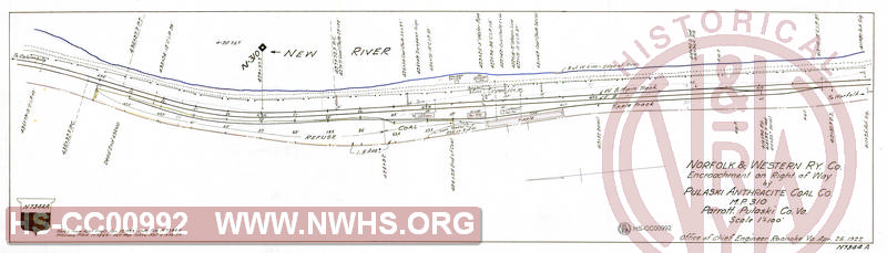 N&W Rwy, Encroachment of RIght of Way by Pulaski Anthracite Coal Co., MP 310 Parrott, Pulaski County VA