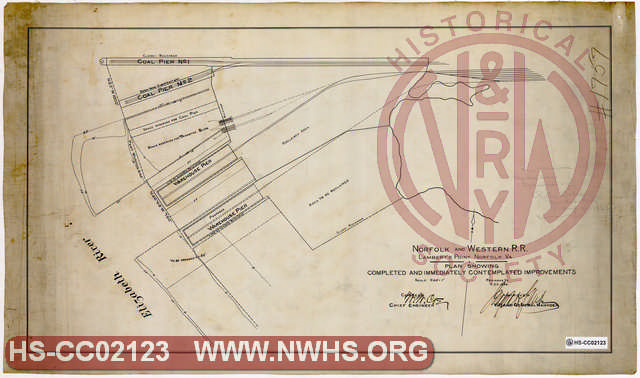 N&W RR, Lambert's Point Norfolk Va., Plan Showing Completed and Immediately Contemplated Improvements