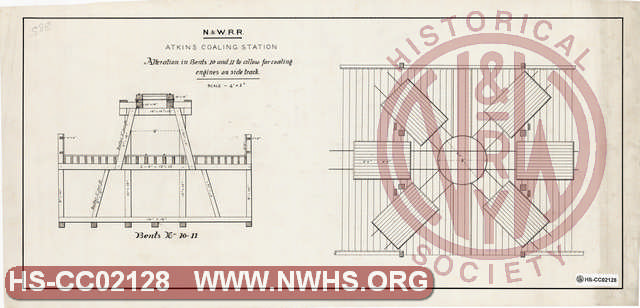 N&W RR, Atkins Coaling Station, Alteration to Bents 10 and 11 to allow for coaling engines on side track