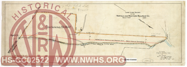 Land to be Deeded to the Norfolk & Western Railroad Co. (Adjacent to NC/VA state line)