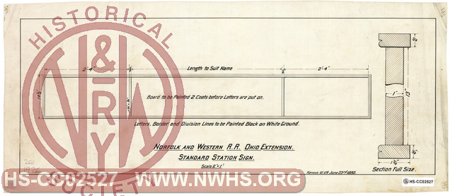 N&W RR Ohio Extension Standard Station Sign