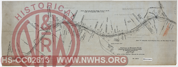 N&W Ry, Proposed Extension of Passing Siding at Graham Furnace, Va., MP N367+00